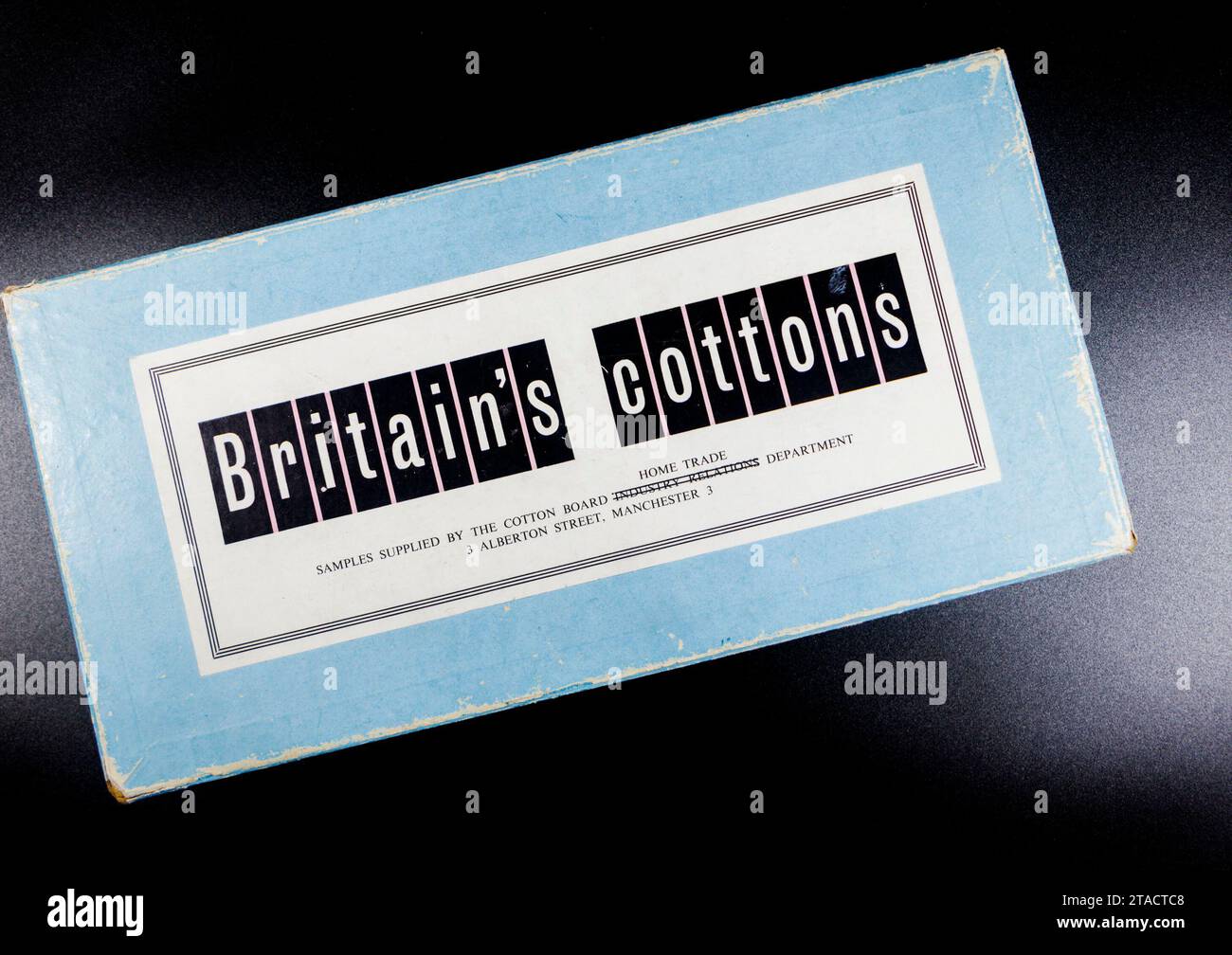 Britains cottons sample set in cardboard boxfrom Field to Fabric Education Pack box Stock Photo