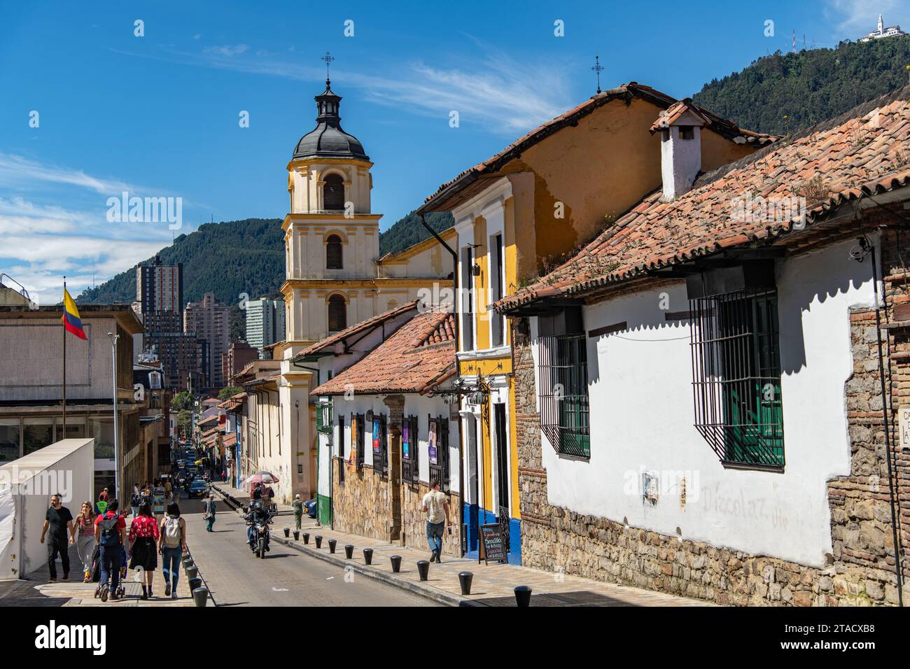 A street in La Candalaria in Bogotá, Colombia Stock Photo
