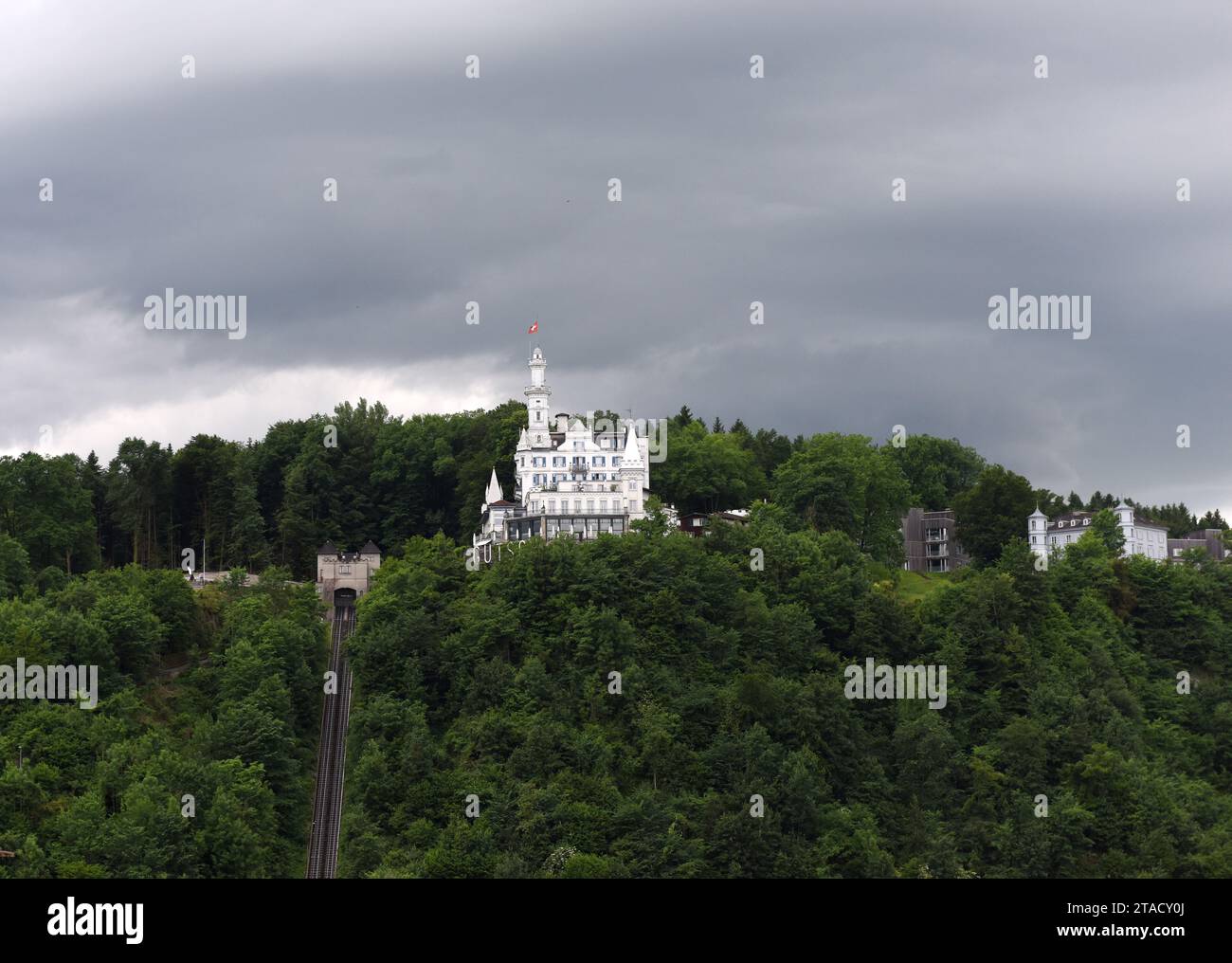 Lucerne, Switzerland - June 04, 2017: Hotel Chateau Gutsch in Lucerne, Switzerland. Stock Photo
