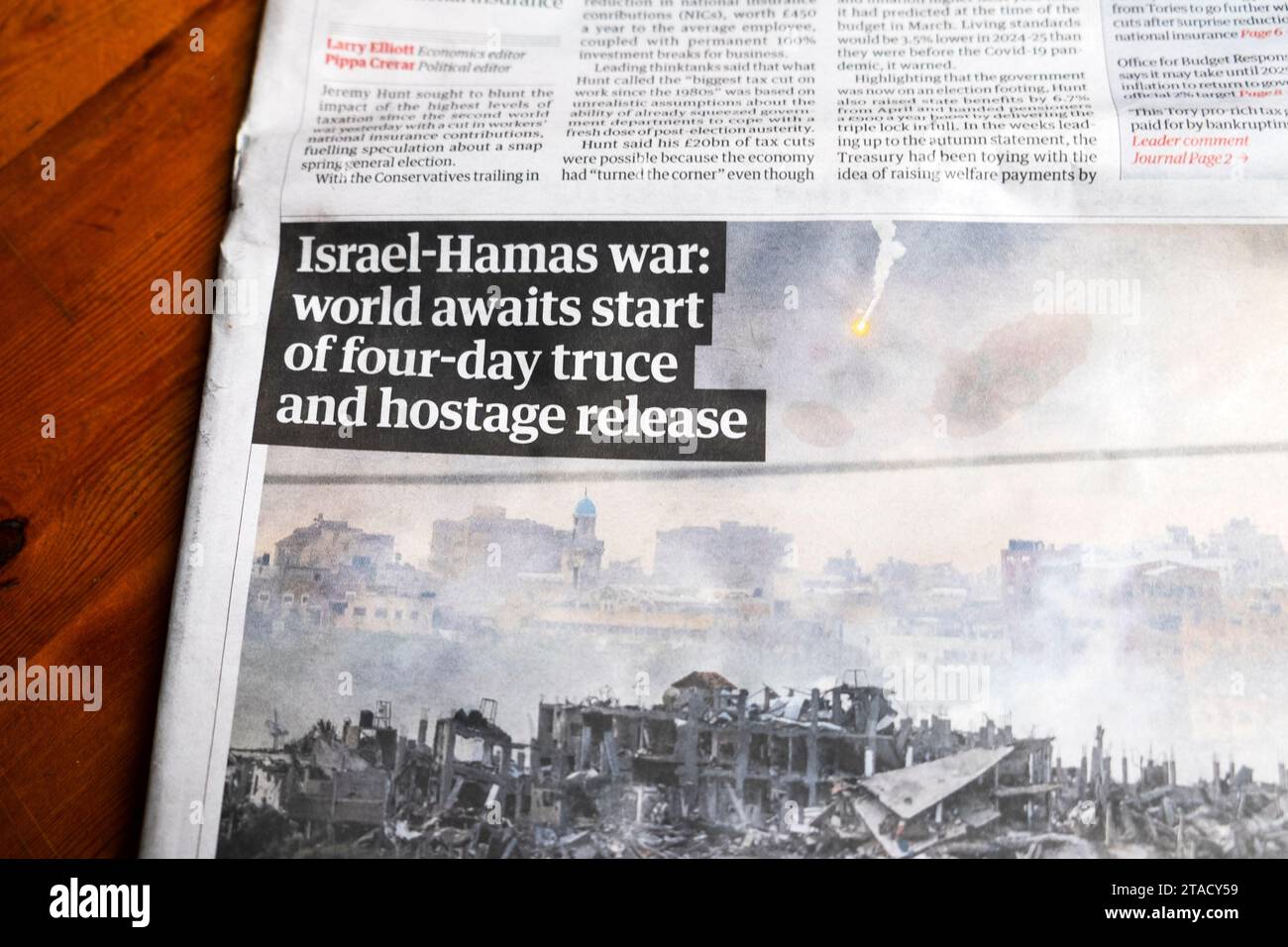 'Israel-Hamas war: world awaits start of four-day truce and hostage