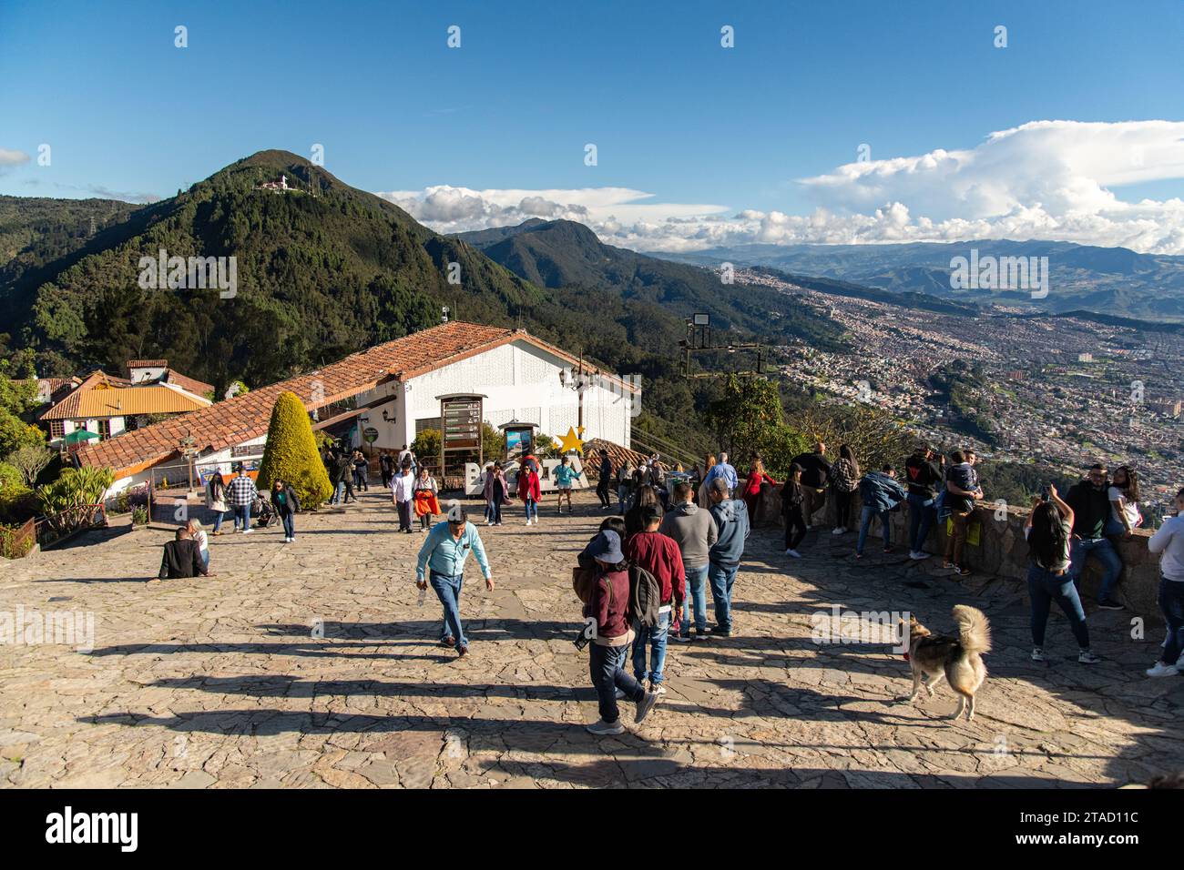 People visiting Montserrate mountain in Bogota, Colombia Stock Photo