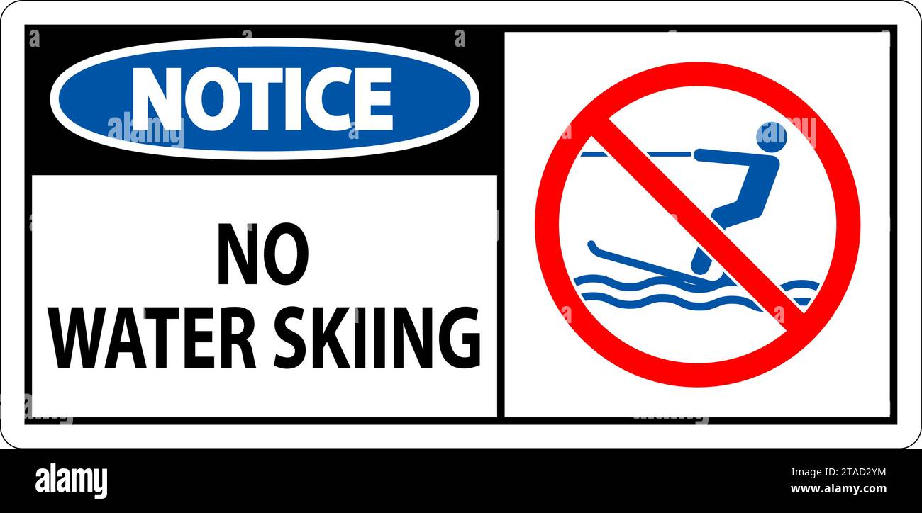 Water Safety Sign Attention, No Water Skiing Stock Vector Image & Art