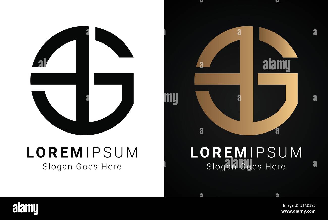 Luxury Initial GF or FG Monogram Text Letter Logo Design Stock Vector