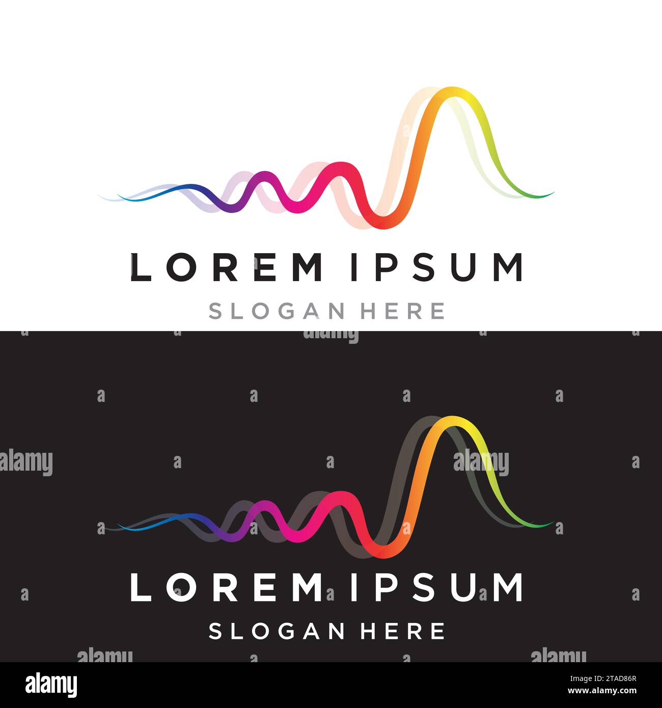Rainbow pulse line sound wave  logo vector icon design Stock Vector