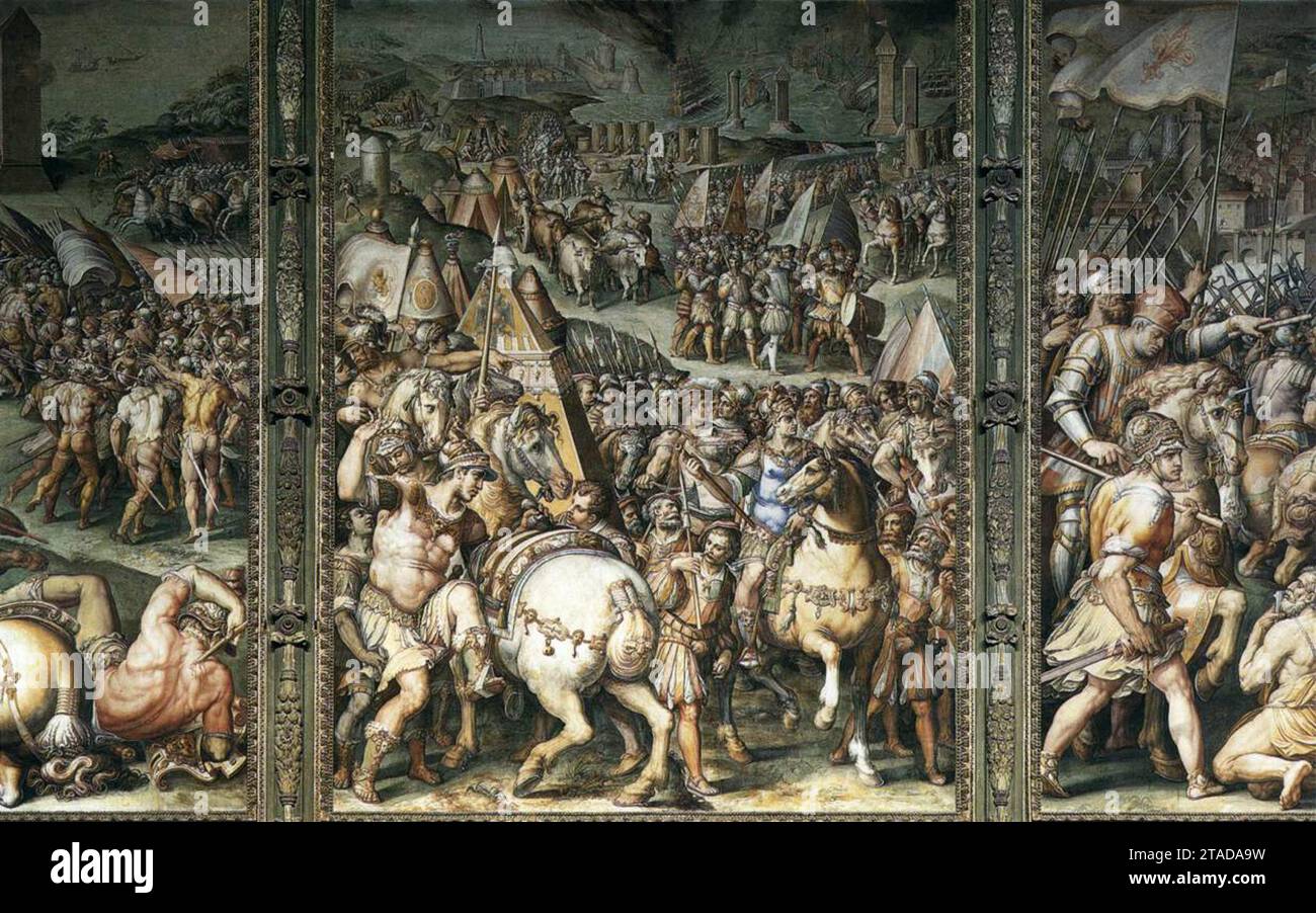 Emperor Maximilian Raising the Siege of Leghorn (detail) 1563-65 by Giorgio Vasari Stock Photo