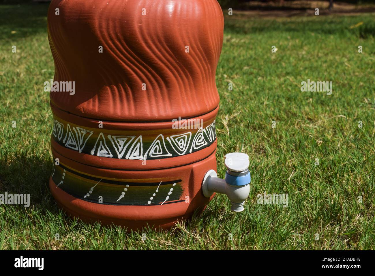 Ecofriendly Earthen clay drinking water pot. Clay water jug pot with
