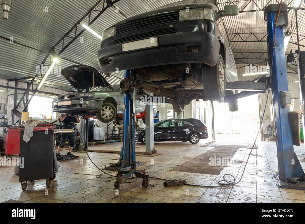 Industrial interior of a vehicle repair station hi-res stock ...