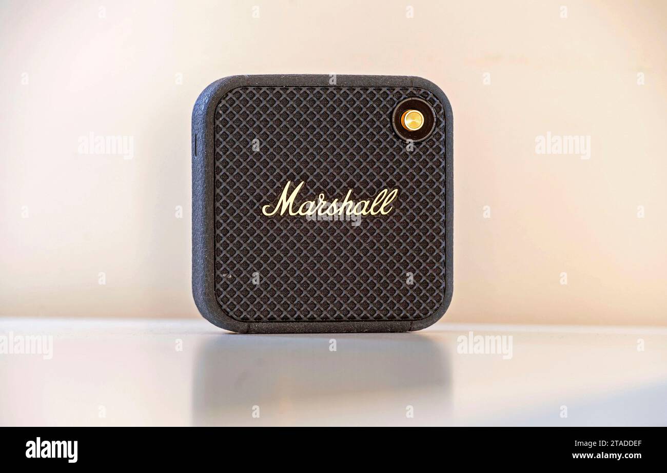 Marshall Willen portable bluetooth speaker.. Stock Photo