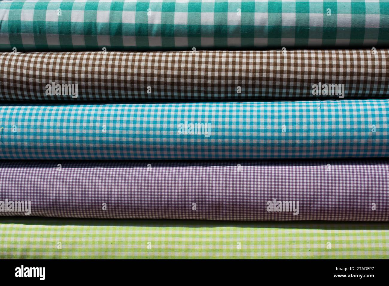 Examples of colorful fabric of various color and type Stock Photo