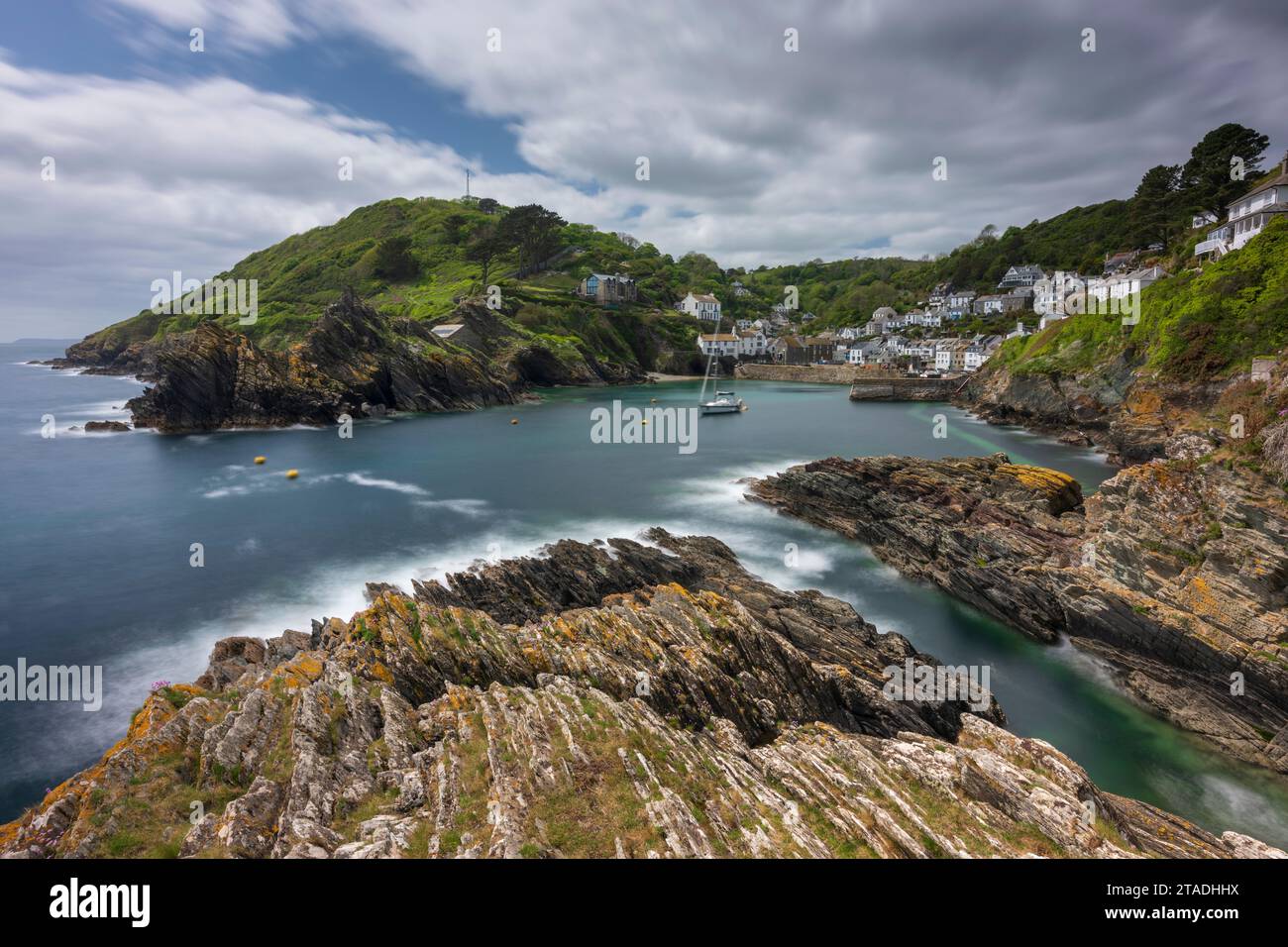 Beautiful Polperro fishing village on the south coast of Cornwall, England. Spring (May) 2022. Stock Photo