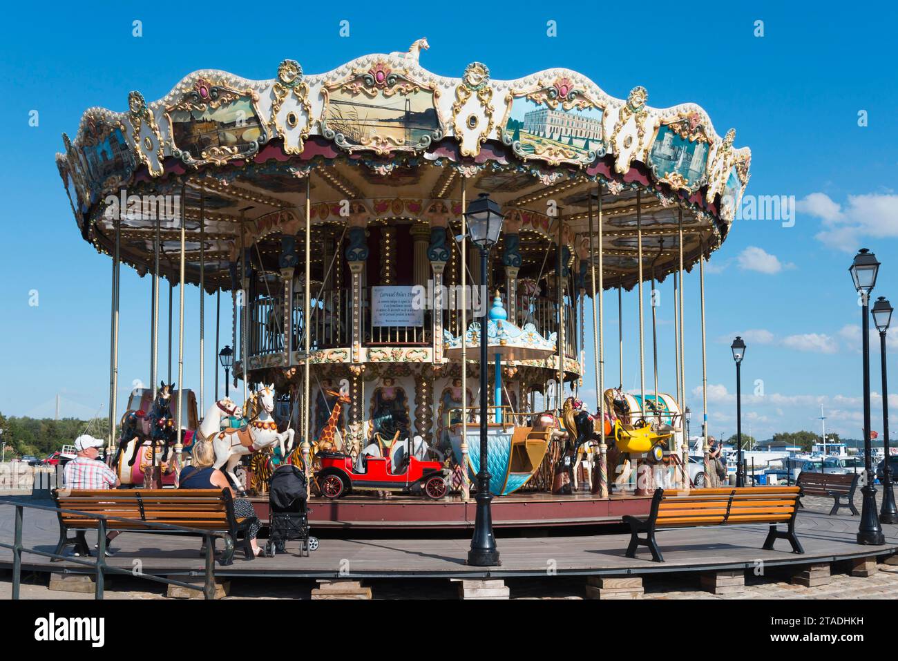 Carrousel from 1900, Carrousel Palace 1900, Honfleur, Calvados, Cote Fleurie, Basse Normandie, English Channel, France Stock Photo