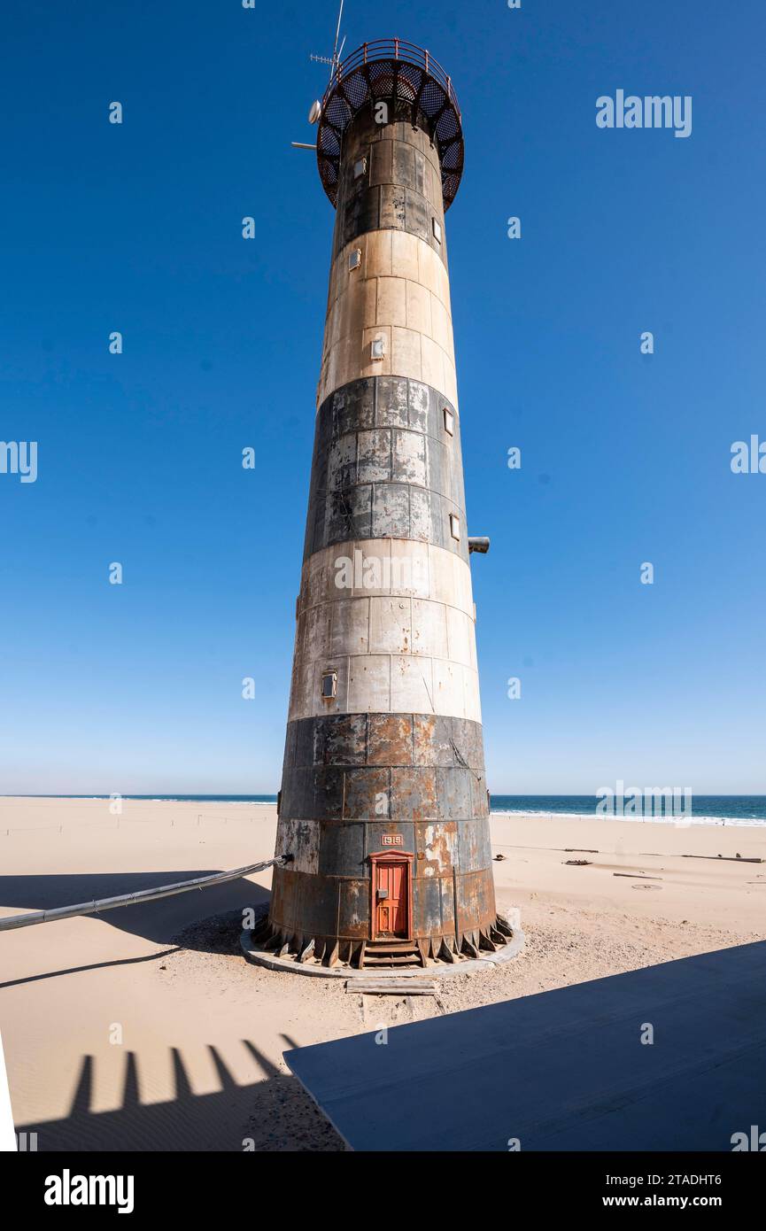 Pelican Point lighthouse, Walvis Bay, Erongo, Namibia Stock Photo Alamy