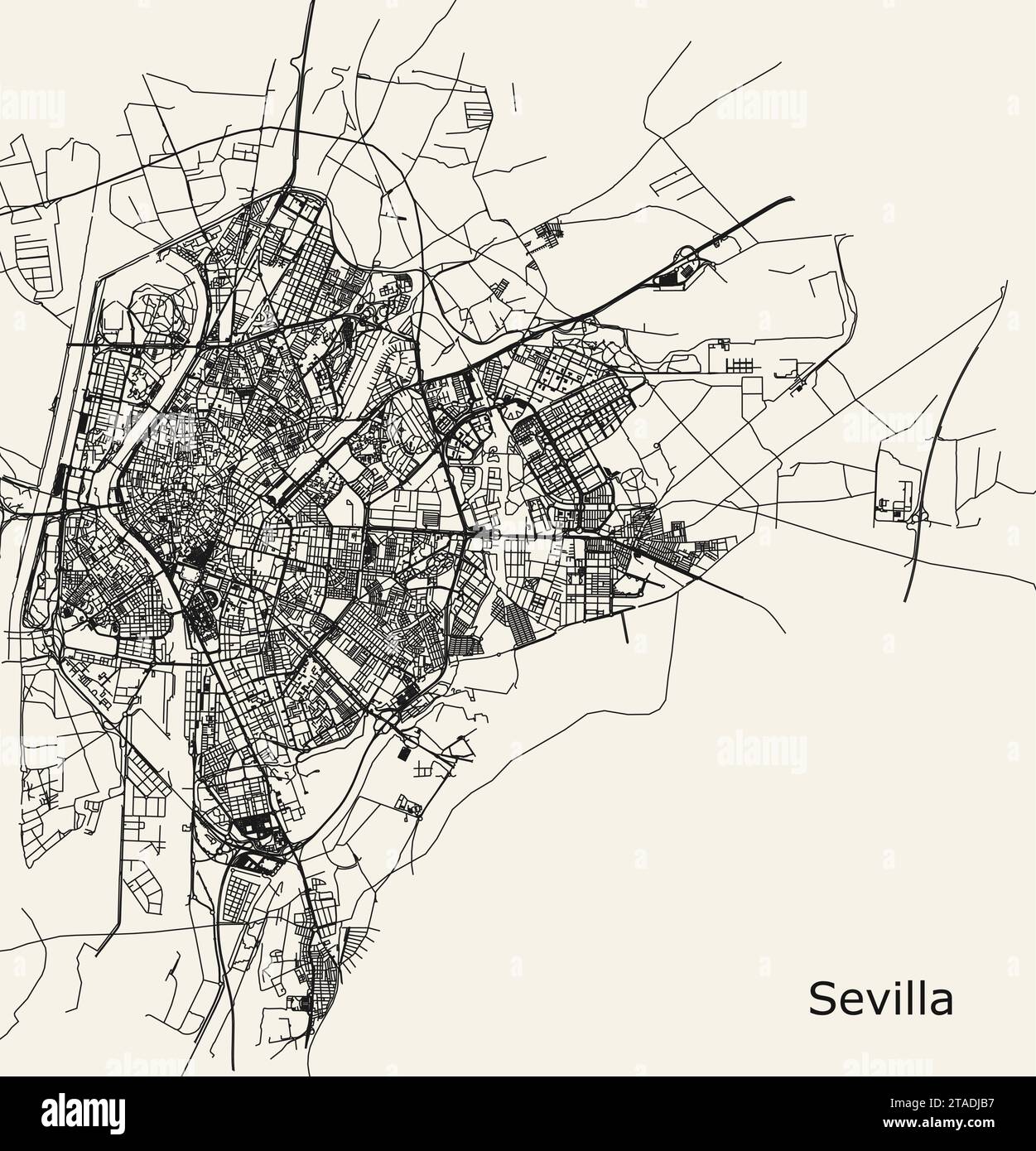 Vector city road map of Sevilla, Spain Stock Vector