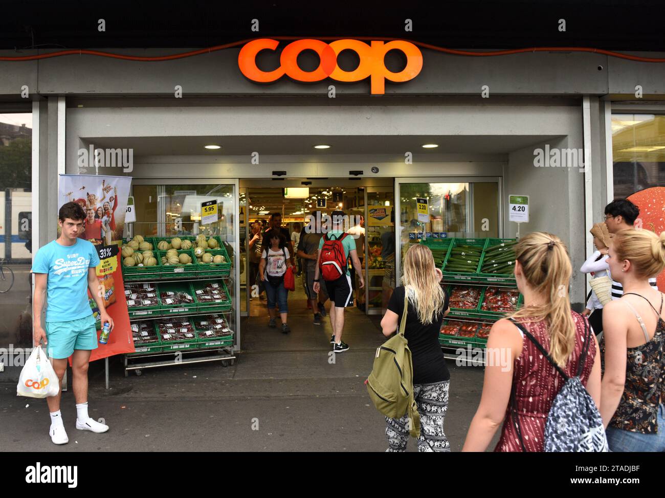 Zurich, Switzerland June 03, 2017 Entrance in the supermarket COOP
