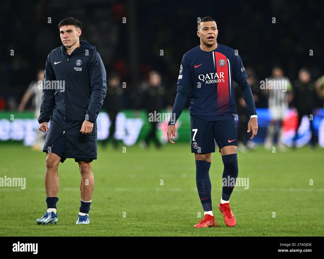 PARIS, FRANCE - NOVEMBER 28: Kylian Mbappe of PSG during the UEFA Champions League match between Paris Saint-Germain and Newcastle United FC at Parc d Stock Photo
