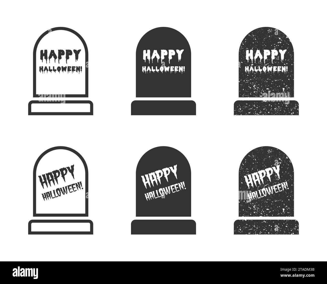 Gravestone icon with 'Happy halloween' lettering. Vector illustration Stock Vector