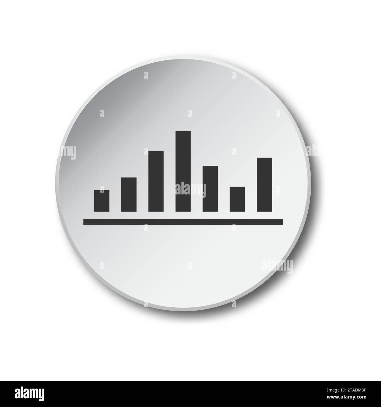 Chart icon on a round button with shadow. Flat vector illustration ...