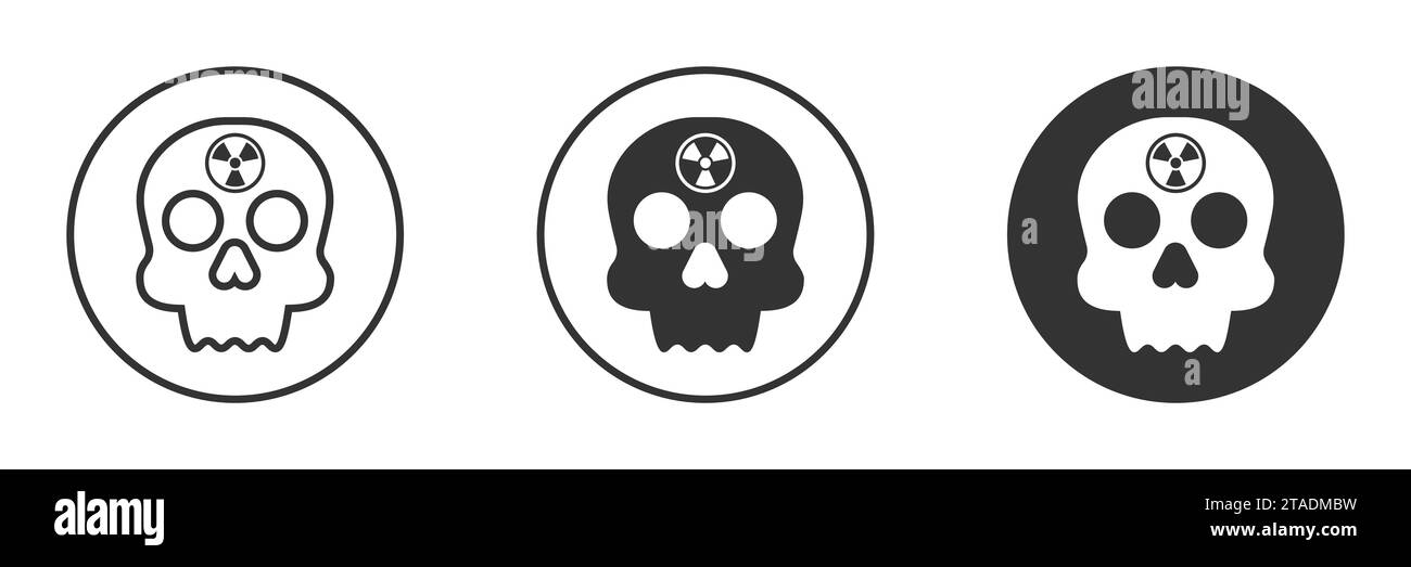 Skull icon with radiation symbol. Vector illustration Stock Vector