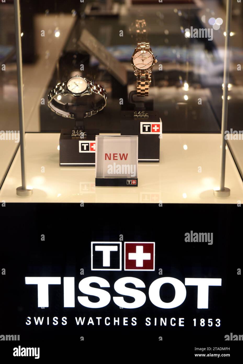 Zurich, Switzerland - June 03, 2017: Famous Swiss watches Tissot in shop in Zurich. Stock Photo