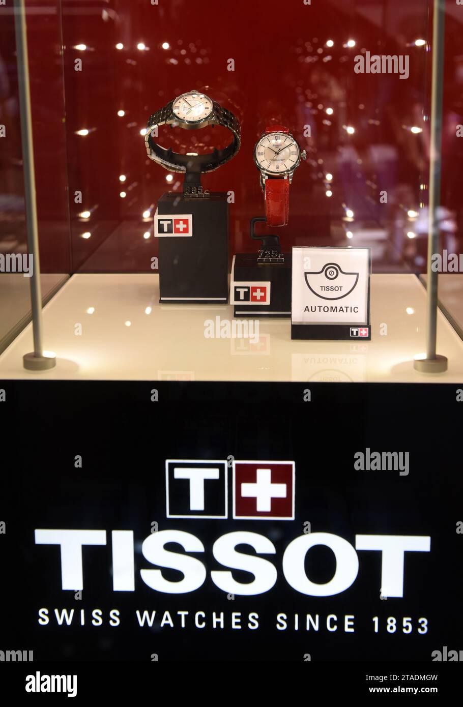 Zurich, Switzerland - June 03, 2017: Famous Swiss watches Tissot in shop in Zurich. Stock Photo