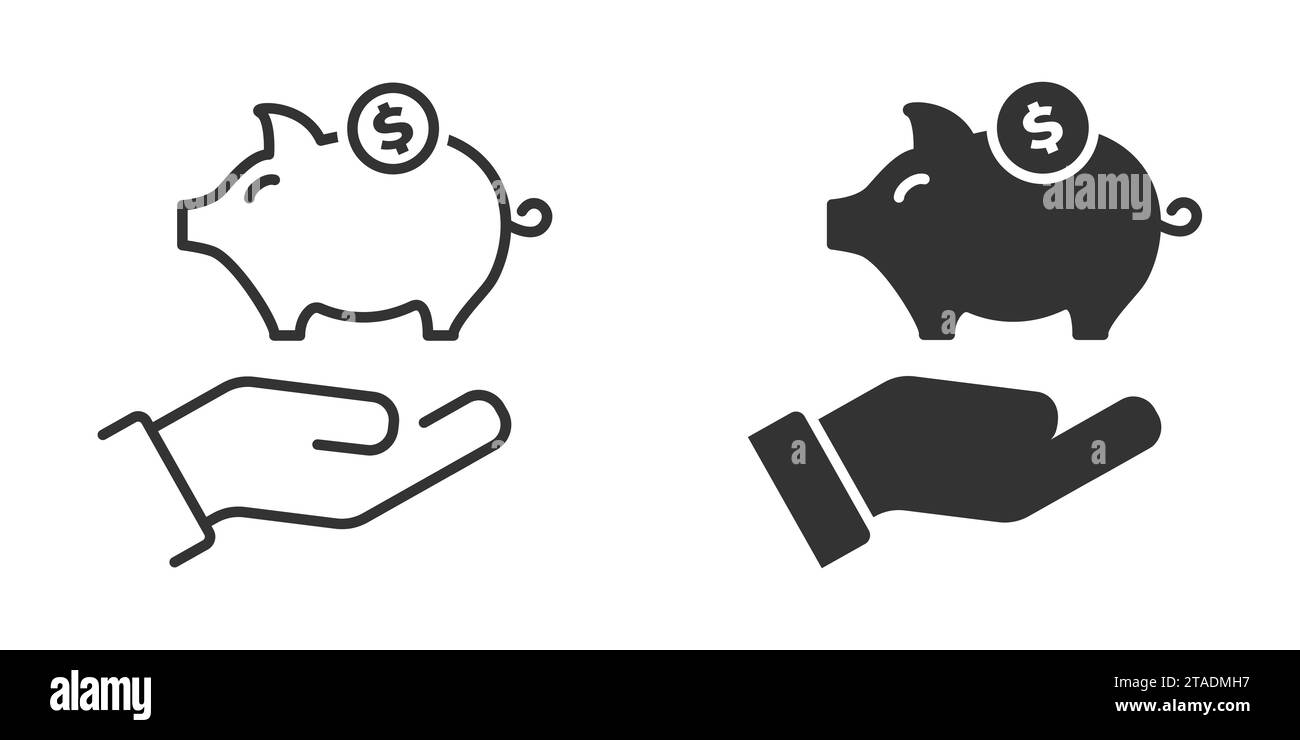 Piggy bank on hand. Vector illustration Stock Vector