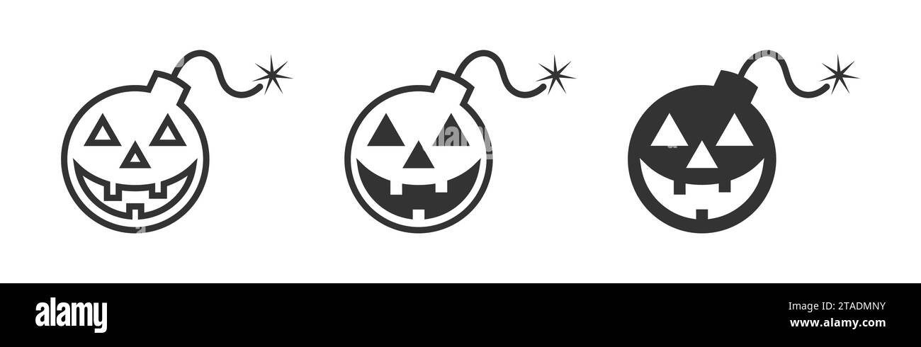 Halloween bomb icon. Halloween bomb face symbol. Vector illustration Stock Vector