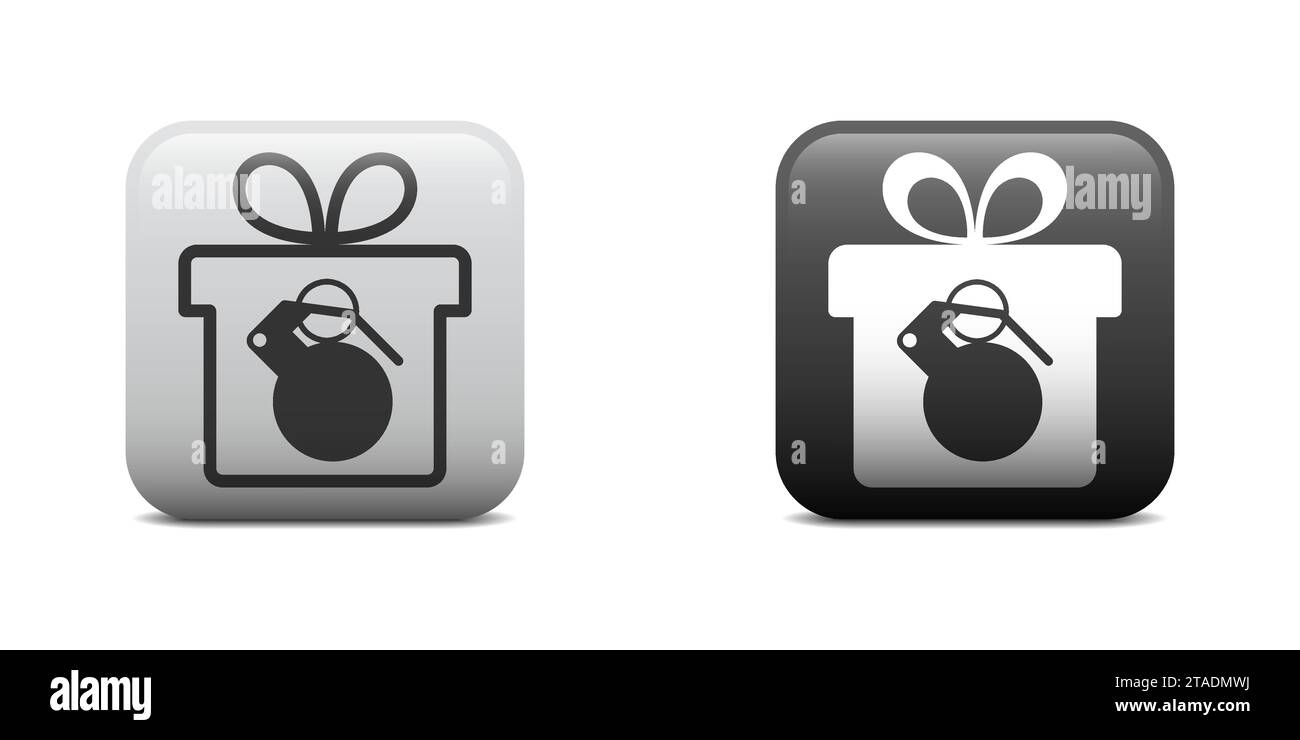 Gift with a grenade inside. Vector illustration Stock Vector