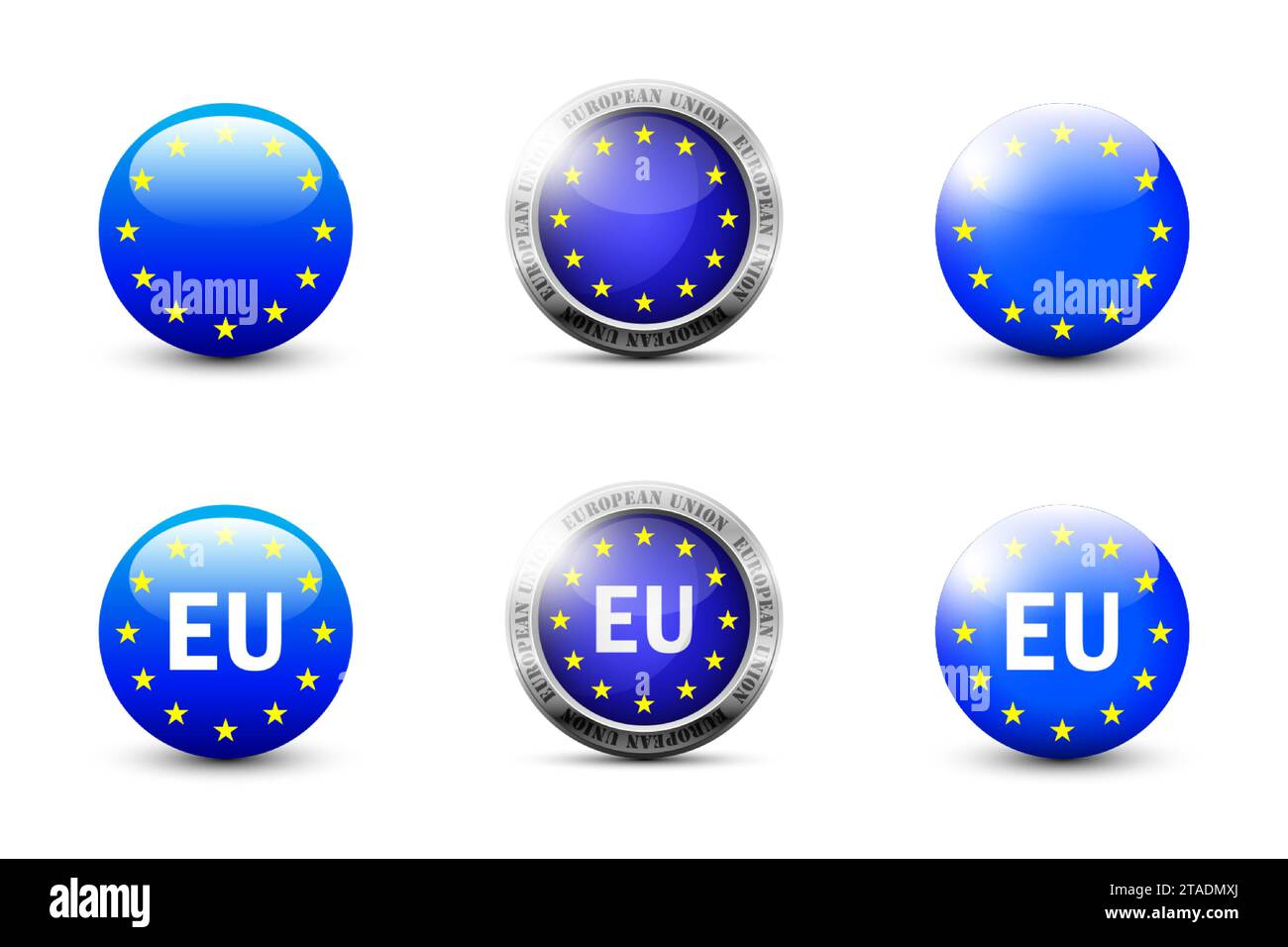 Europe flag glossy button. European union badge. Flat vector