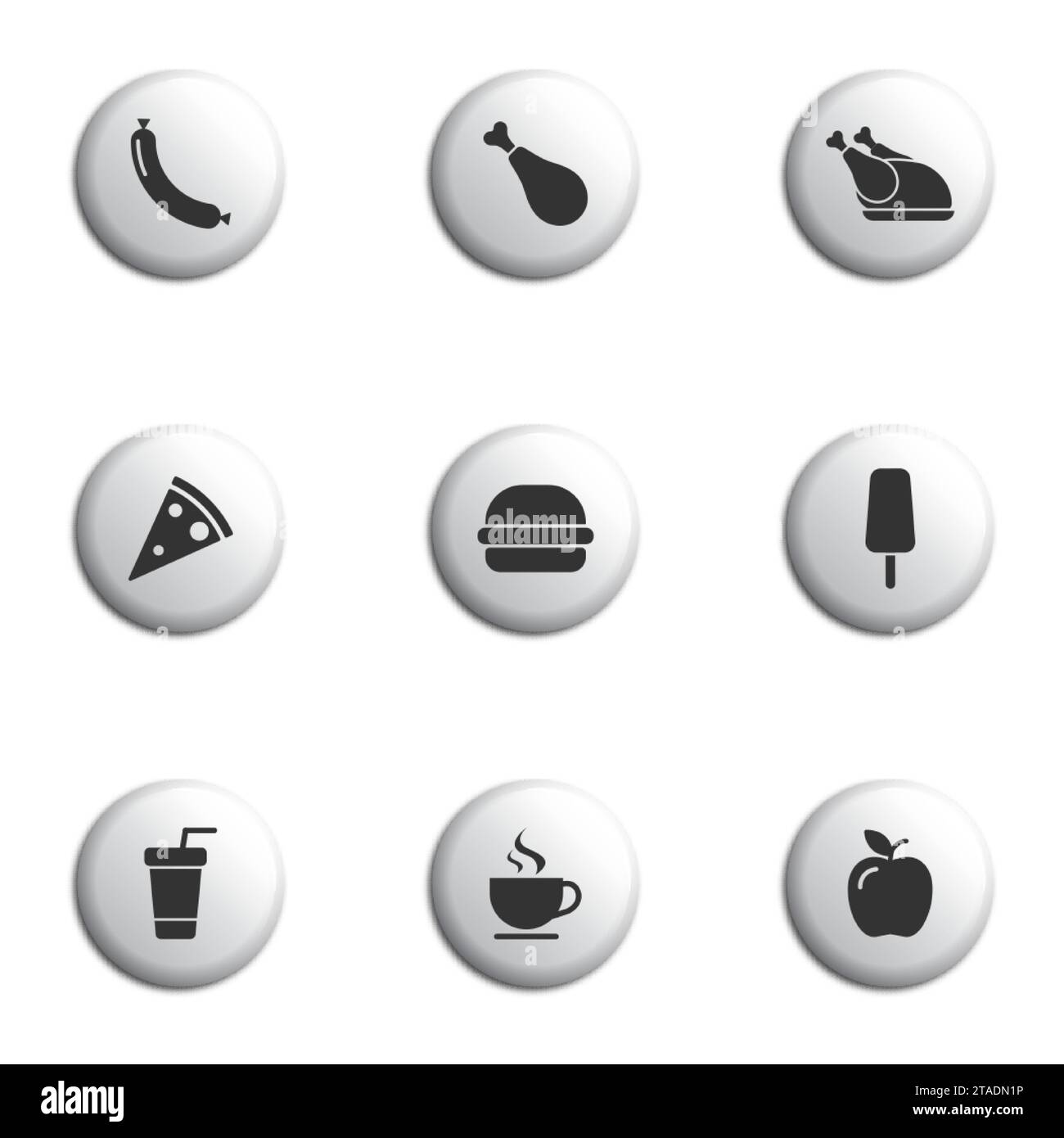 Meal кelated icon set. Food icon set. Flat vector illustration Stock Vector