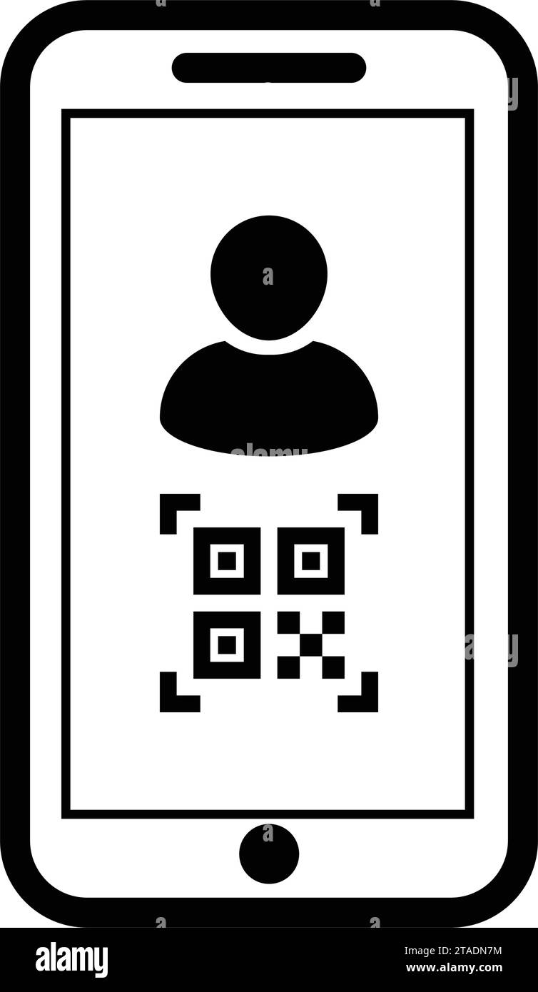 Digital id icon avatar with qr code for biometric identity in vector male user person profile