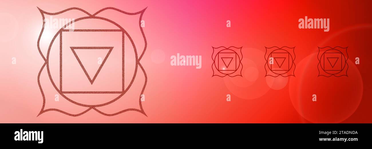 Background of the root chakra, a sign of a spiritual energy center in the human body Stock Photo
