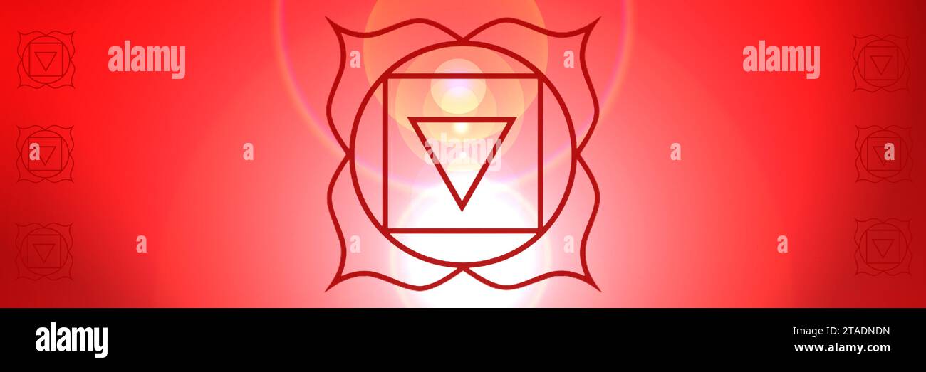 Background of the root chakra, a sign of a spiritual energy center in the human body Stock Photo