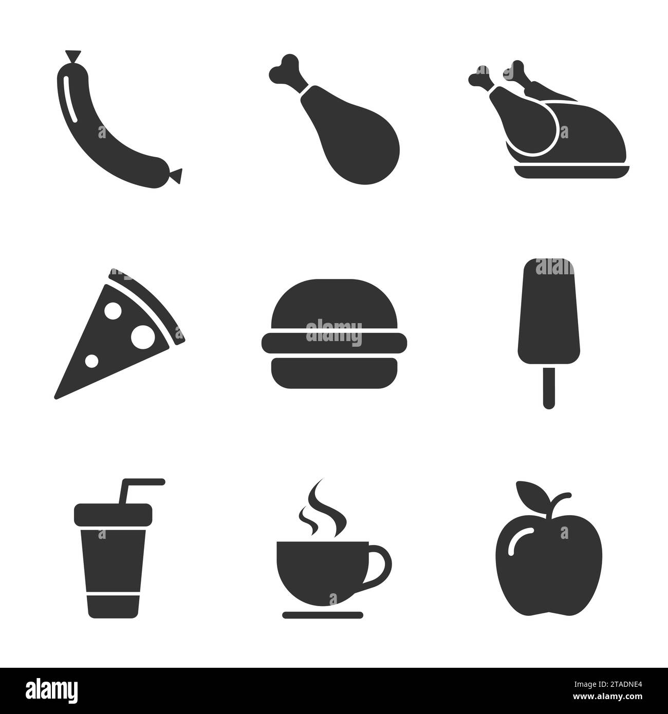 Meal кelated icon set. Food icon set. Flat vector illustration. Stock Vector