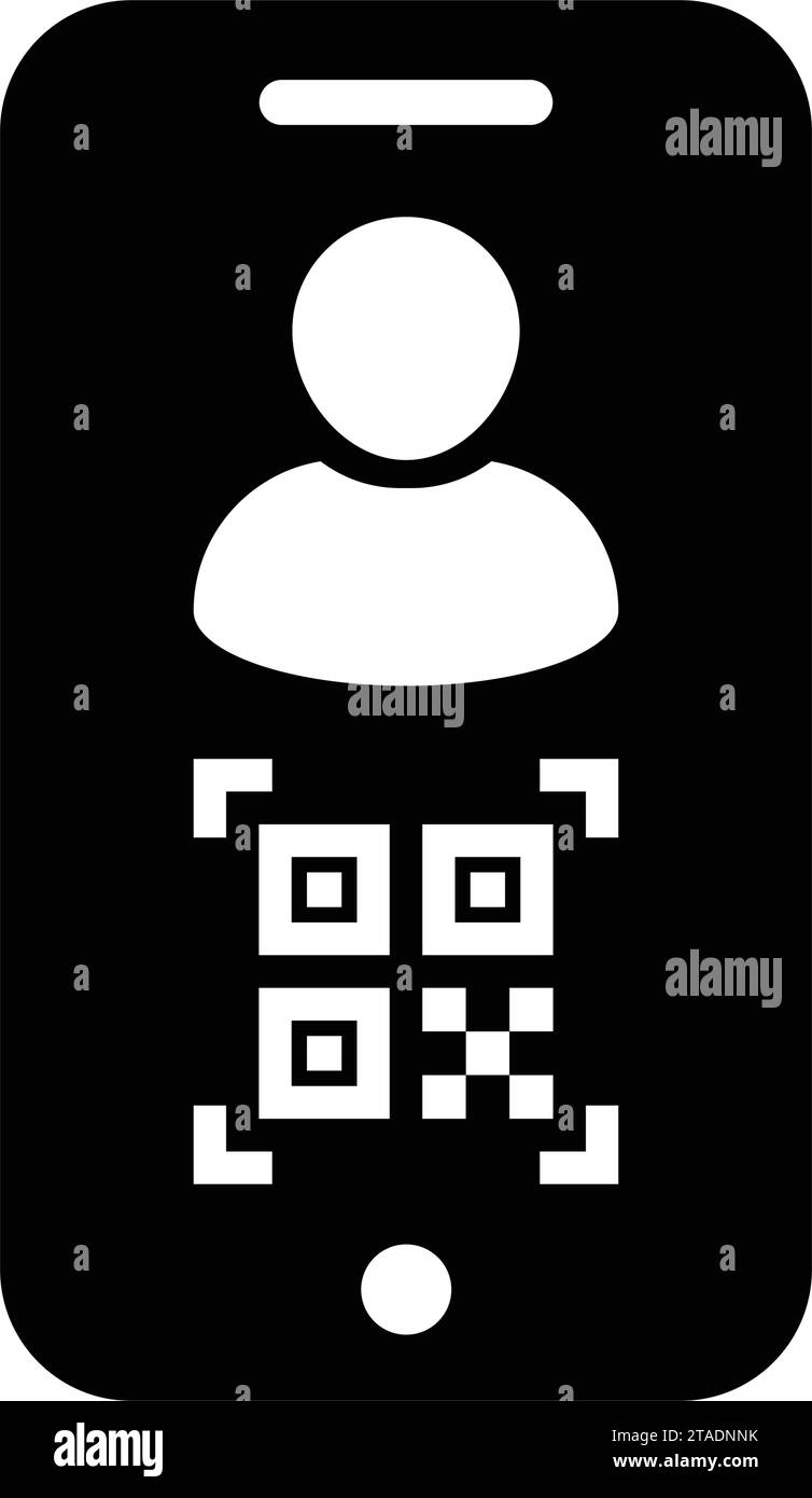 Digital id icon avatar with qr code for biometric identity in vector male user person profile