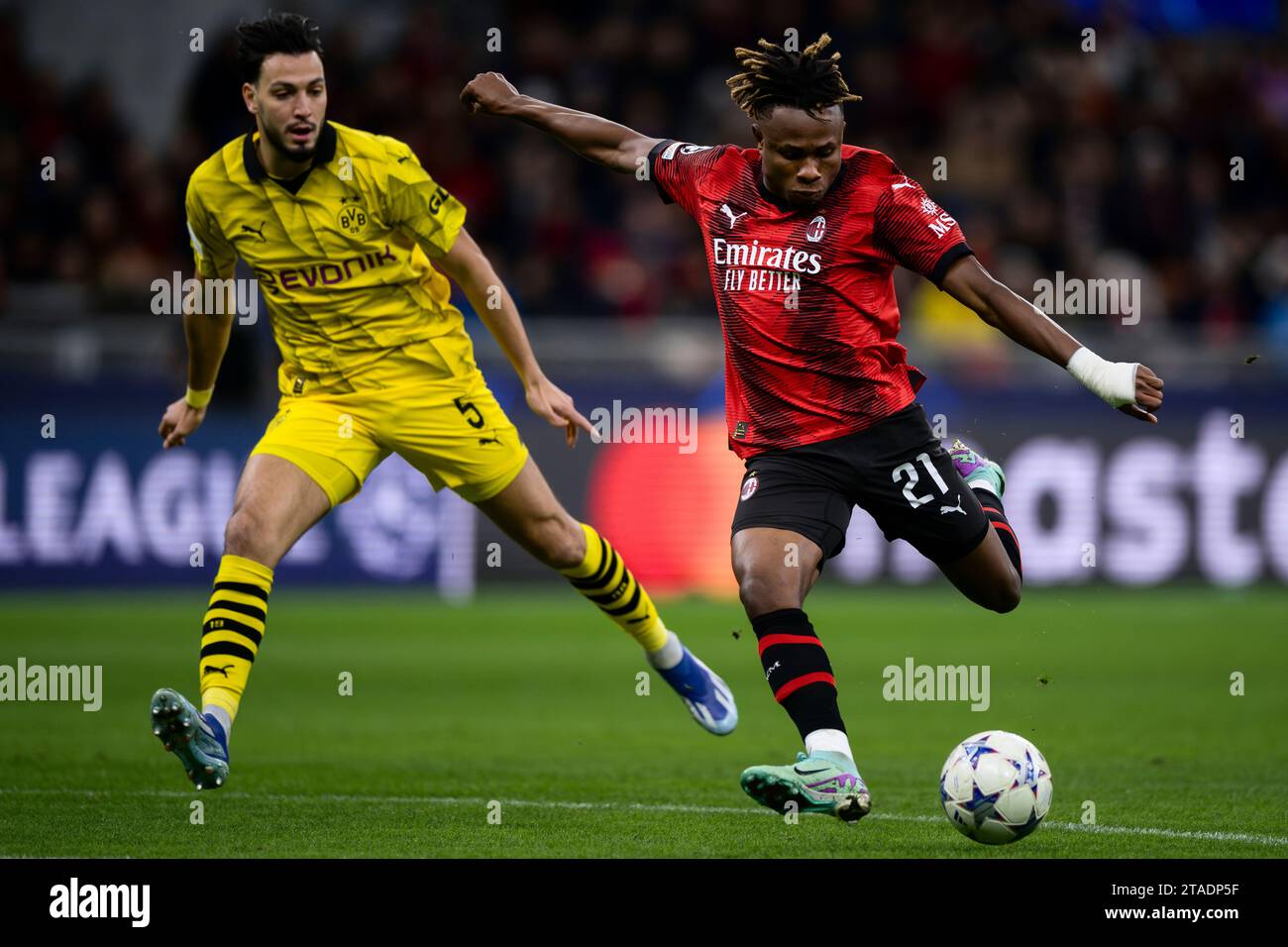 Milan, Italy. 28 November 2023. Samuel Chukwueze of AC Milan competes ...