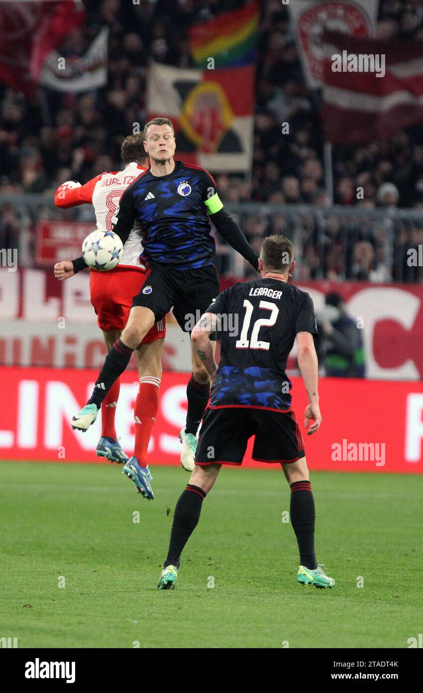 Munich, Germany. 29th Nov, 2023. MUNICH, Germany 29. November 2023; #7 Viktor Claesson C vs Leon GORETZKA in action during the football Champions League Match between Fc Bayern and F.C. COPENHAGEN in Munich at the Allianz Arena on Wednesday 29 November. - picture is for press use; photo by Arthur THILL/ATP images (THILL Arthur/ATP/SPP) Credit: SPP Sport Press Photo. /Alamy Live News Stock Photo
