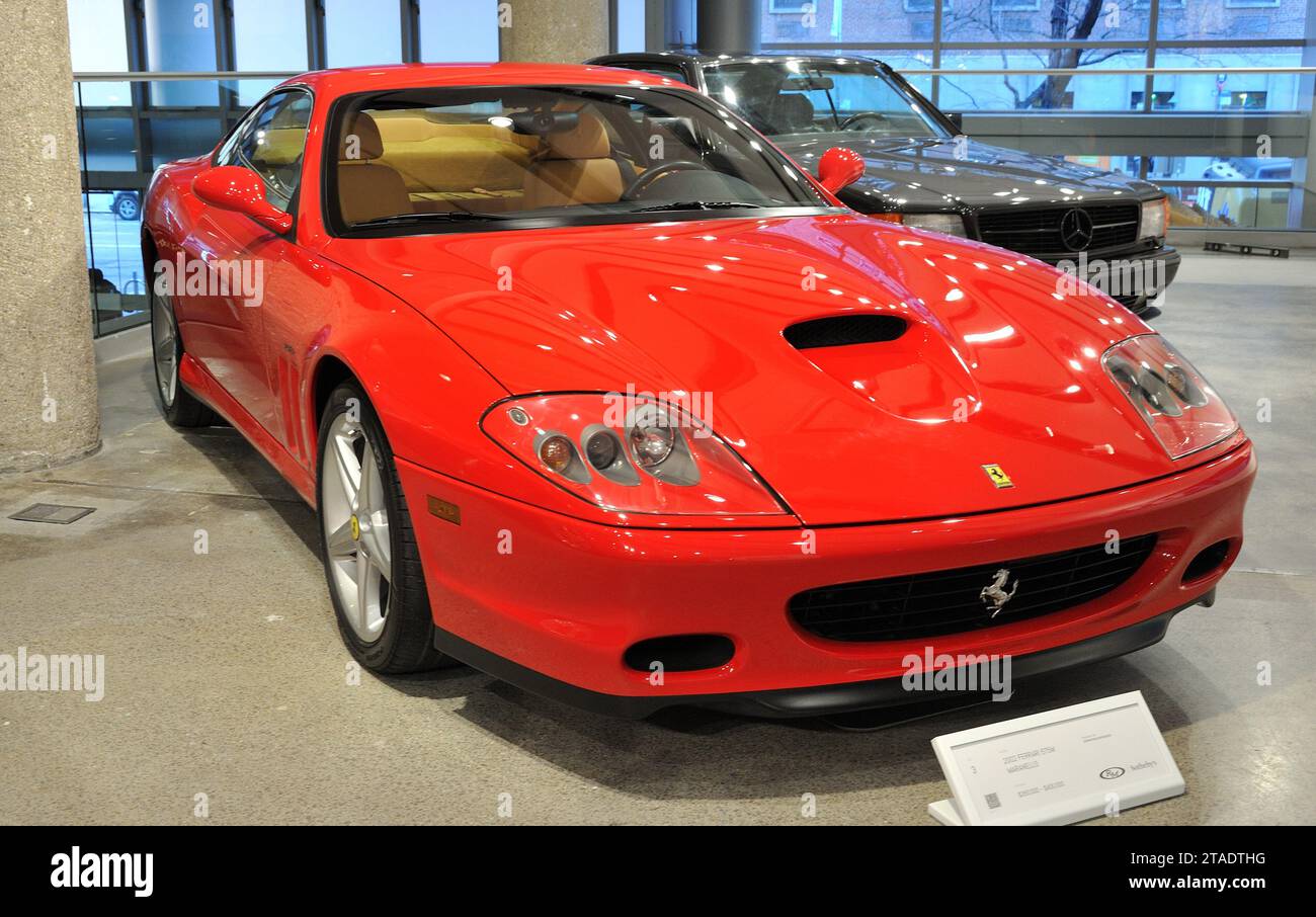 2002 Ferrari 575M Maranello, auction estimate $350,000-400,000, on display at Sotheby's in New York, NY on November 30, 2023. (Photo by Stephen Smith/SIPA USA) Stock Photo
