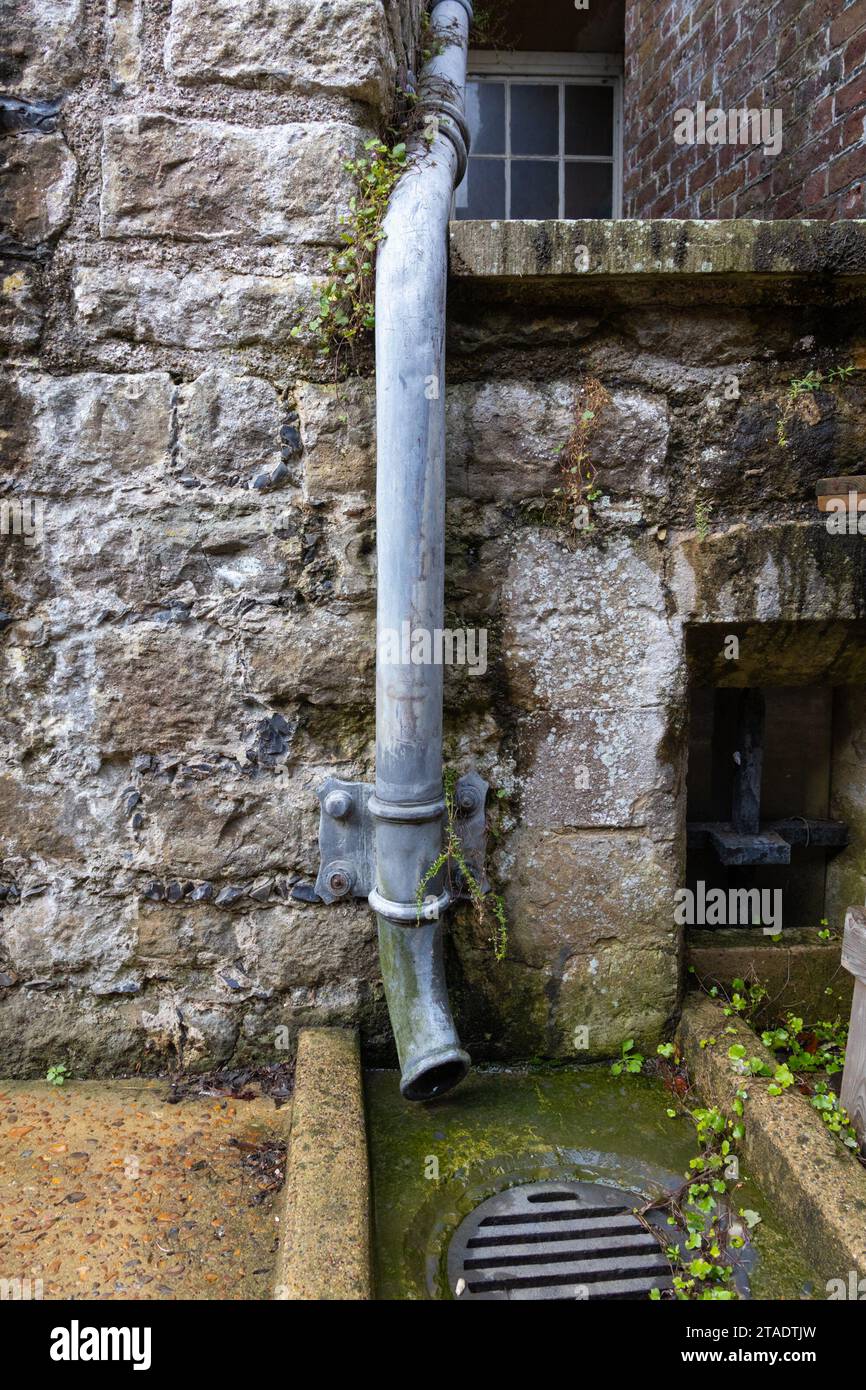 Leadpipe work and drain, walmer castle, deal, kent, uk Stock Photo