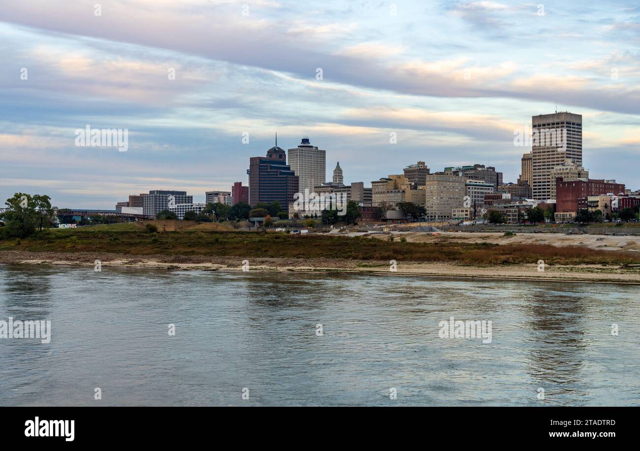 Memphis, TN - 23 October 2023: Memphis Tennessee cityscape with low