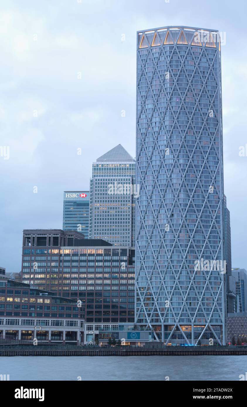 Newfoundland Quay, a skyscraper block of river Thames waterside apartments at Canary Wharf