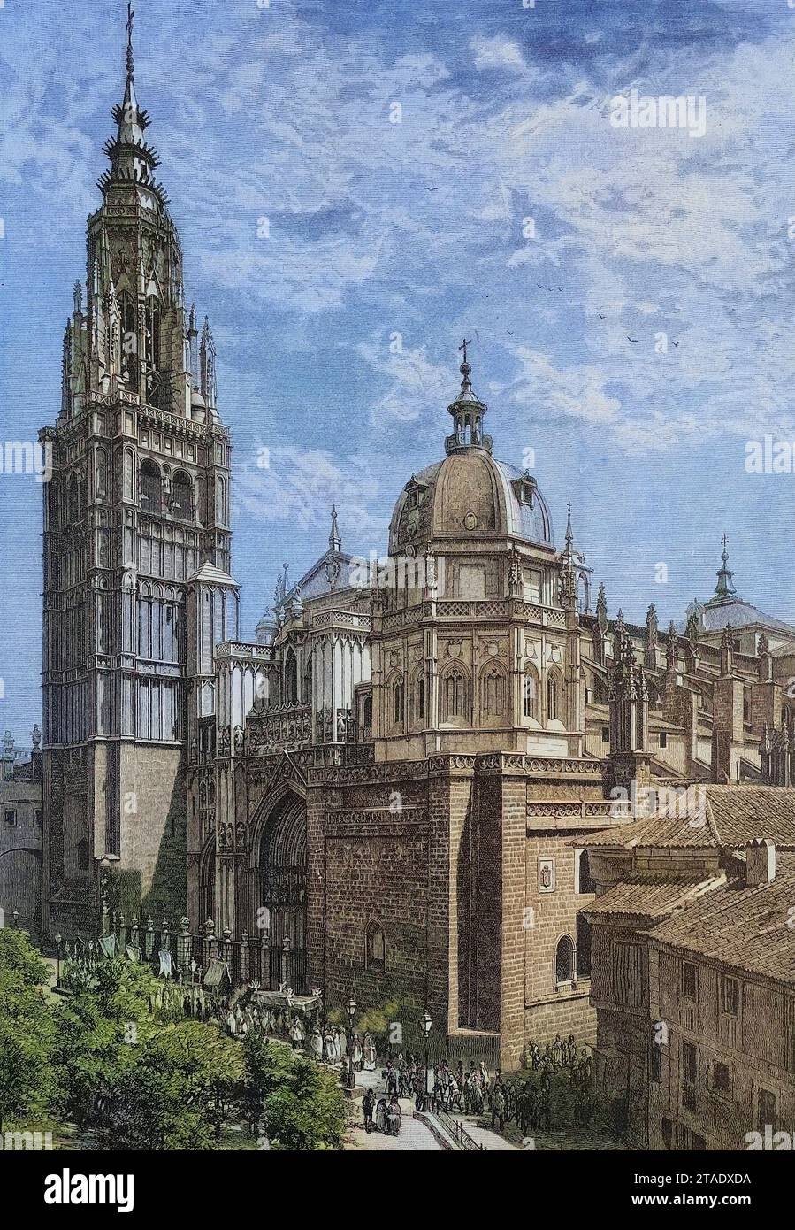 Die Kathedrale von Toledo, Spanien, um 1885, Historisch, digital restaurierte Reproduktion von einer Vorlage aus dem 19. Jahrhundert  /  Toledo Cathedral, Spain, c. 1885, Historical, digitally restored reproduction from a 19th century original Stock Photo