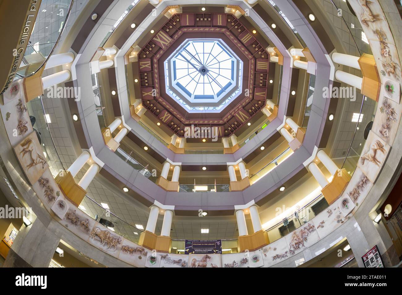 Rotunda and world's largest ceiling clock in the Lexington Public Library at 140 E Main Street in Lexington, Kentucky Stock Photo