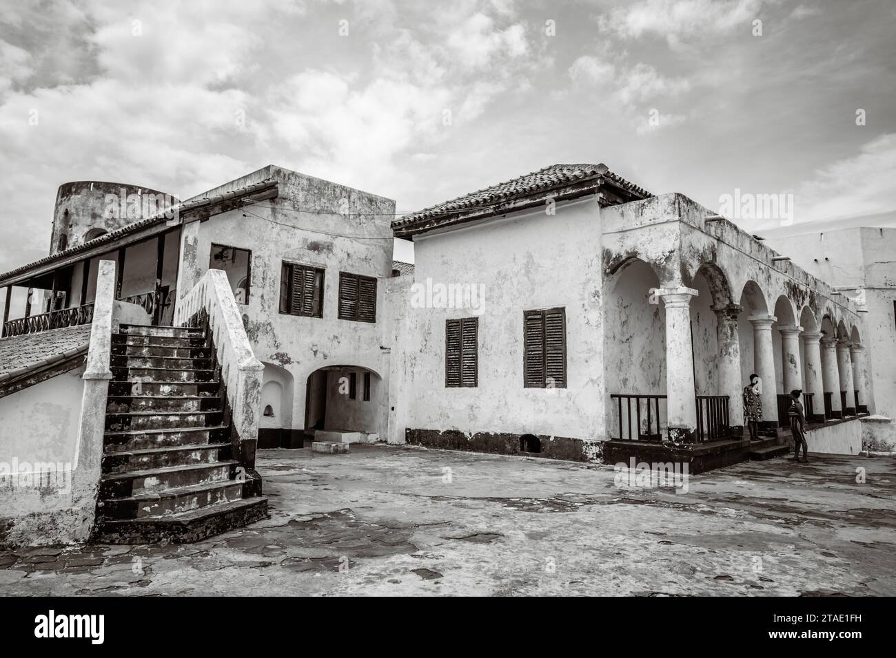 Black and white picture of Elmina Castle, Ghana Stock Photo
