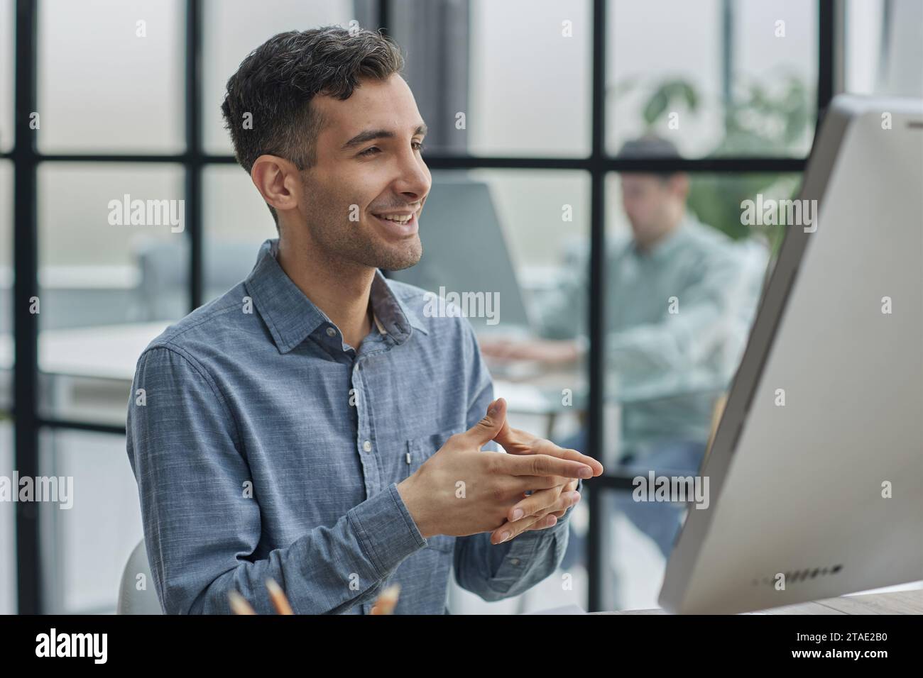 In Big Diverse Corporate Office Portrait of Beautiful Manager Using ...