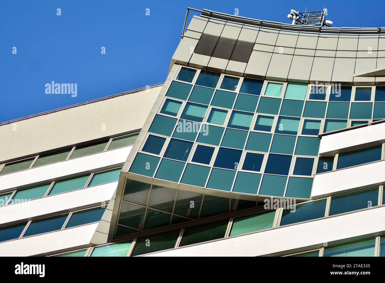 Modern office building in the city with windows and steel and aluminum ...