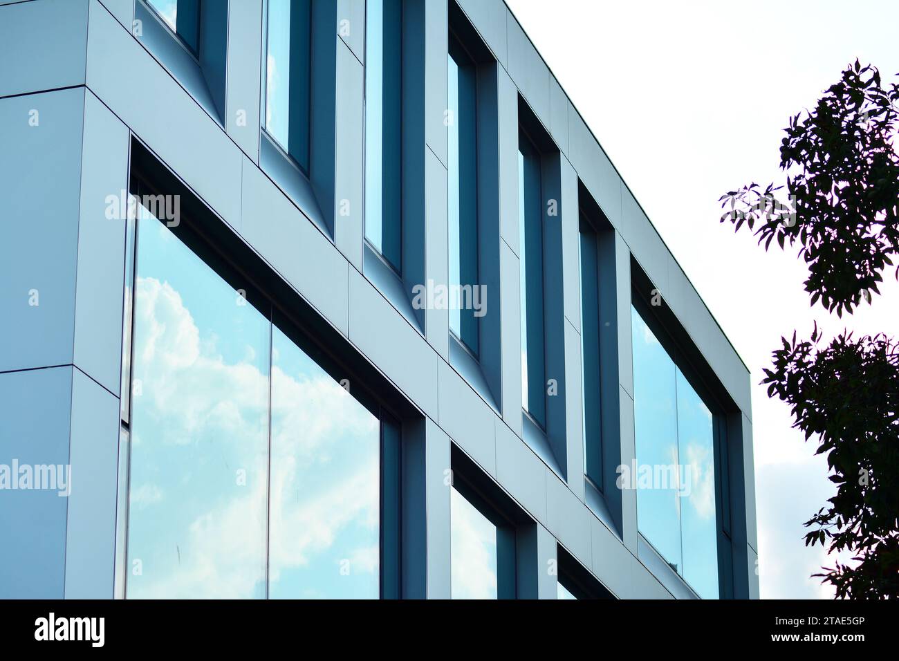 Modern office building in the city with windows and steel and aluminum ...