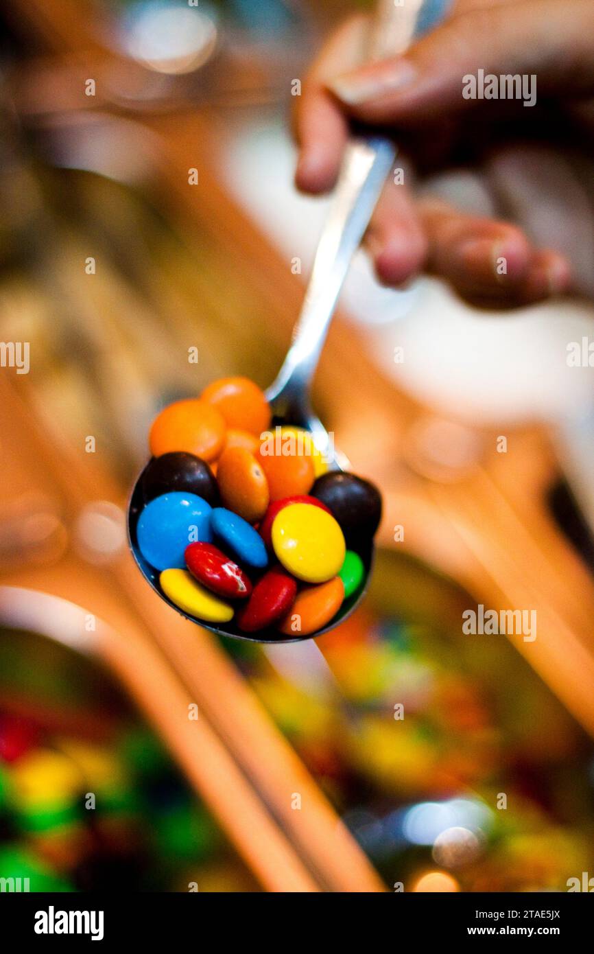 Smarties used for topping frozen yoghurt in a restaurant in Hanoi ...