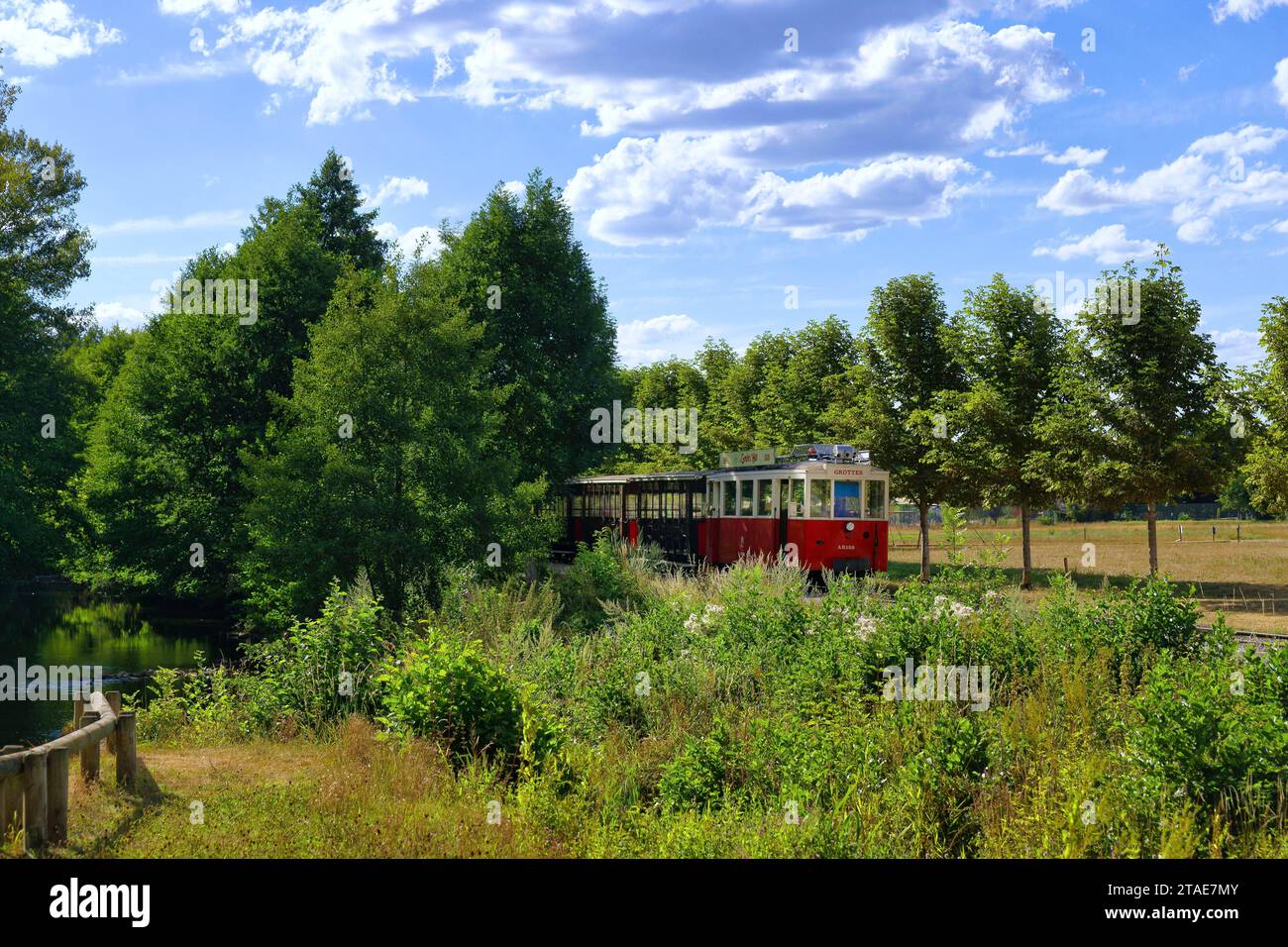 Belgium, Wallonia, Province of Namur, Han-sur-Lesse, the Grottes de Han, labeled UNESCO Global Geoparks, the tramway Stock Photo