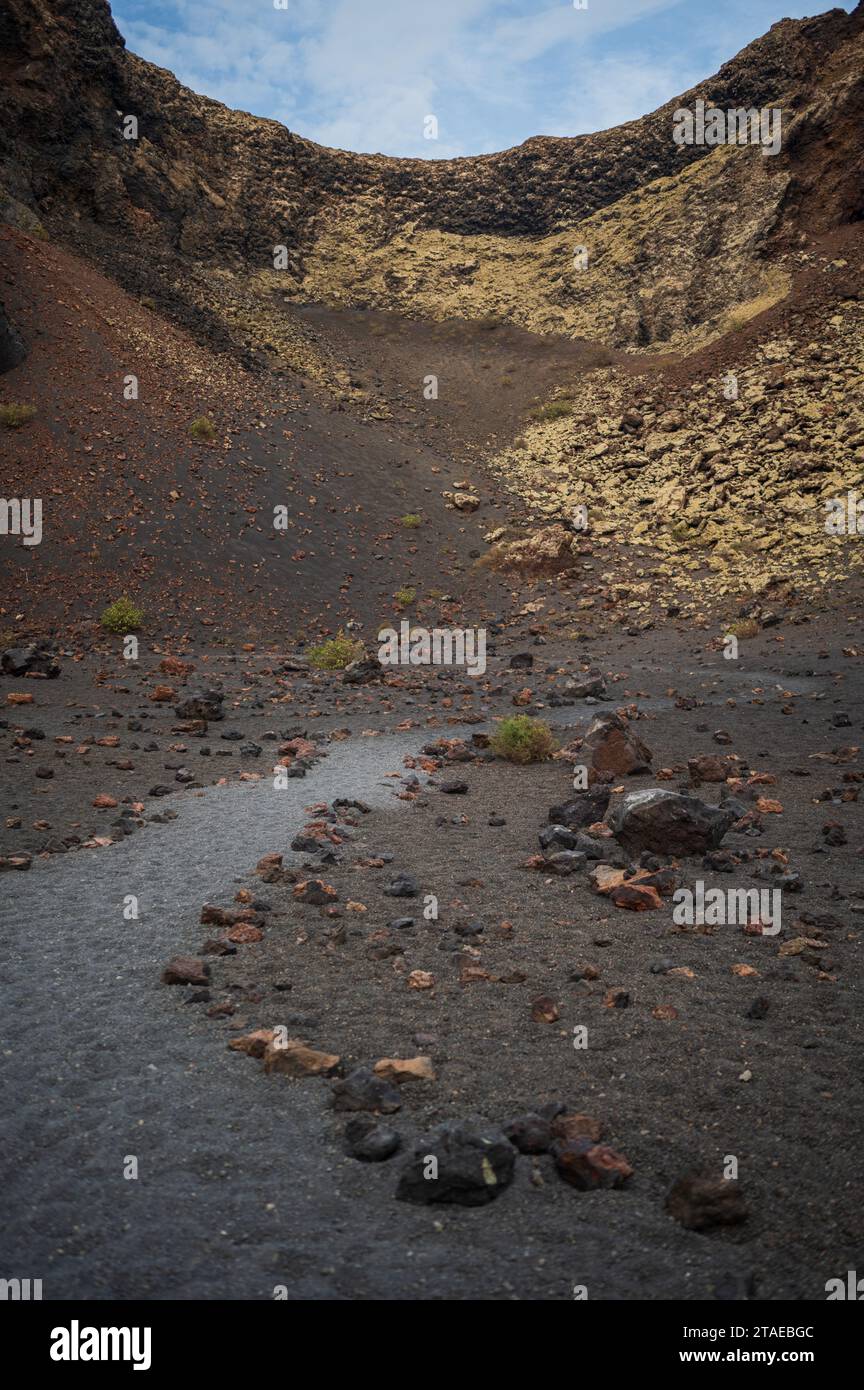 Volcan del Cuervo (Crow volcano) a crater explored by a loop trail in a ...