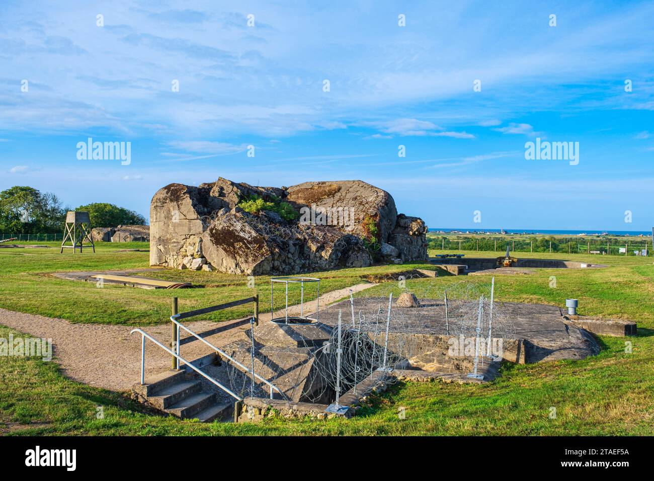 France, Manche, Cotentin, Saint Marcouf, Crisbecq battery, German coastal battery of the Atlantic Wall which was active during the Normandy landings in June 1944 Stock Photo